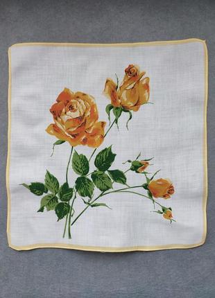 Винтажный батистовый носовой платок с розой.4 фото