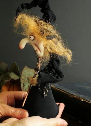 Текстильная кофейная кукла ведьмочка/баба яга8 фото