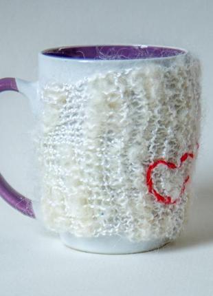 Грелка на чашку вязанная, теплушка для чашки, свитер на чашку3 фото