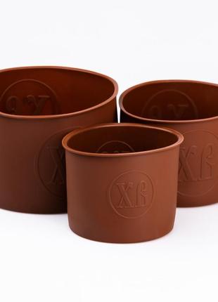 Набор силиконовых форм для выпекания куличей пасхи круглая набор 3 штуки 1.57 • 1.08 • 0.89 литра коричневый