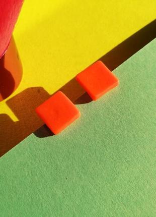 Цветные серьги-гвоздики из полимерной глины(3 праы в комплекте)4 фото