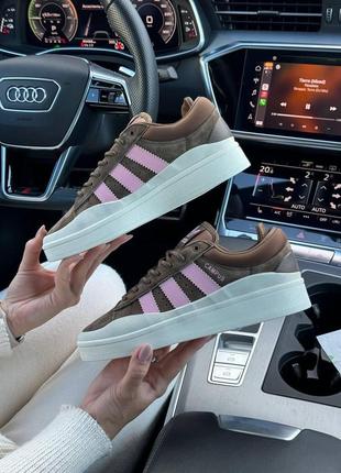 Женские кроссовки adidas campus x bad bunny brown pink 36-37-38-39-40-414 фото