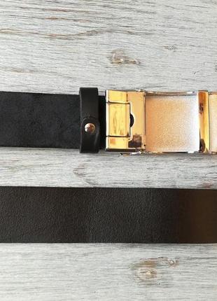 Кожаный ремень мужской черный классический для джинсов ручной работы