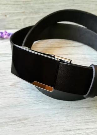 Кожаный ремень мужской черный классический для джинсов ручной работы