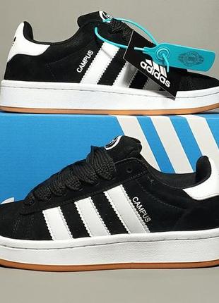 Кроссовки женские adidas campus black wait.кеды адидас кампусы черные.