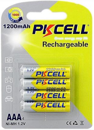 Акумулятор pkcell 1.2v aaa 1200mah nimh rechargeable battery, 4 штуки в блістері ціна за блістер, q12