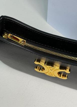Стильна сумка жіноча з гладкої чорної шкіри celine фірмова регулювання ручка пильовик3 фото