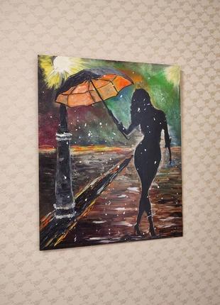 Дівчина з парасолькою у нічному місті3 фото