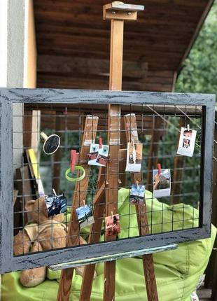 Фоторамка деревянная серо-черная 80*45