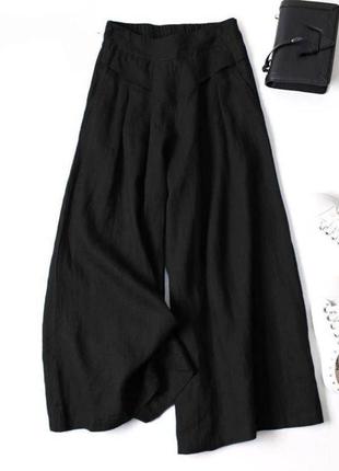 Жіночі легкі штани брюки вільного крою мод.32/9/12 палаццо льон широкі (50-52, 54-56, 58-60 великі розміри)3 фото