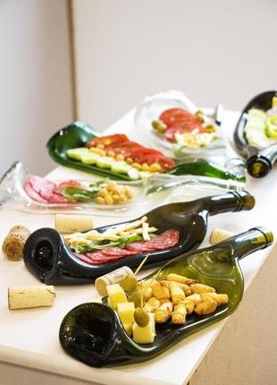 Тарілки з пляшок для гарної подачі їжі та закусок wine olive креативний подарунок1 фото