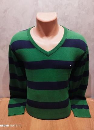 Базовый комфортный хлопковый пуловер американского премиум бренда tommy hilfiger1 фото