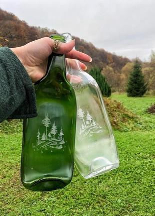Тарілка з пляшки з гравіюванням сосновий ліс
