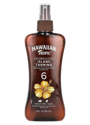 Hawaiian tropic island tanning сухое масло-спрей для загара с кокосовым маслом spf 6. 236 мл2 фото