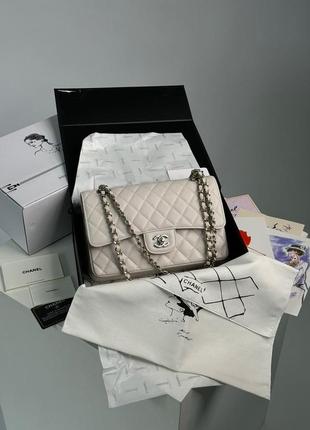 Найвища якість 😍  сумка клатч premium cha***  classic 2.55 medium double flap in white/silver