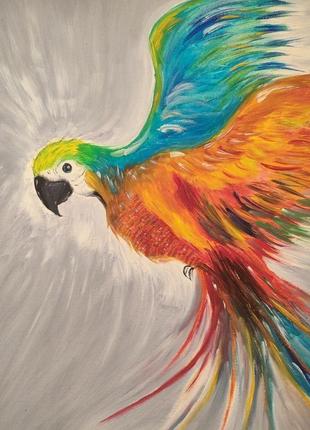 "попугай ара" картина маслом6 фото