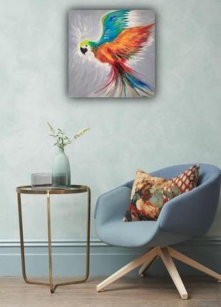 "попугай ара" картина маслом2 фото
