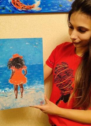 Картина маслом "девочка на море"