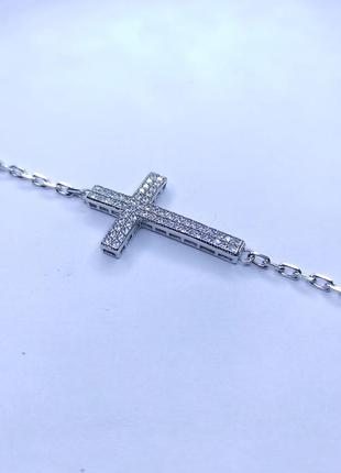 Женский серебряный браслет 925 пробы покрытие родий размер 17-19см2 фото