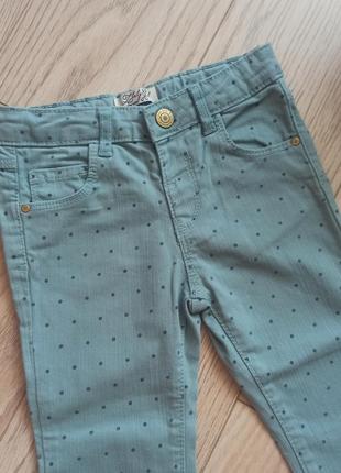 Мятные джинсы в горошек, на 2-3 года2 фото