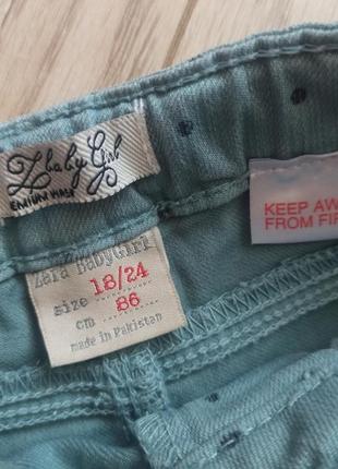 Мятные джинсы в горошек, на 2-3 года3 фото