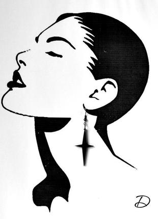 Сережки чорні " полярна зірка " 5