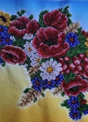 Картина вишита бісером моя квітуча україна1 фото