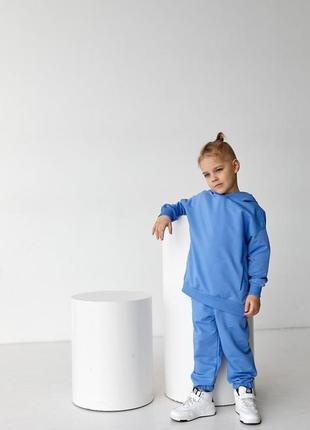 Базовий дитячий костюм худі+джогери блакитний1 фото