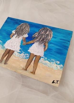 "сестрички на морі" картина олійними фарбами2 фото