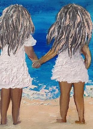 "сестрички на морі" картина олійними фарбами