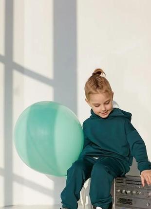Базовий дитячий костюм худі+джогери зелений