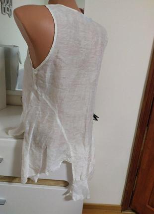 Біла асиметрична блуза zara woman xs льон шовк s2 фото