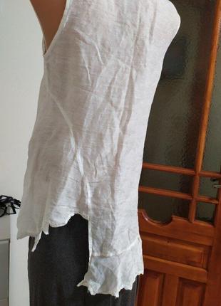Біла асиметрична блуза zara woman xs льон шовк s5 фото