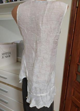 Біла асиметрична блуза zara woman xs льон шовк s4 фото
