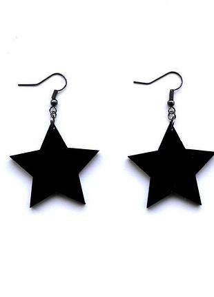 Серьги черные  "black star"