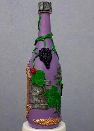 Декорована пляшка ручної роботи "сіцилійський виноград"2 фото