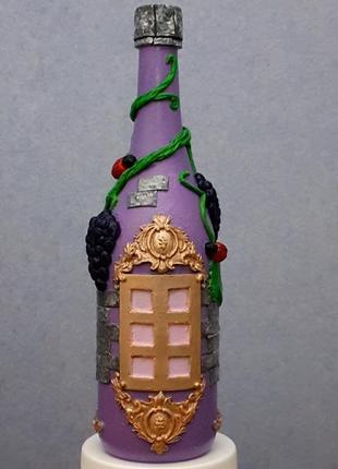 Декорована пляшка ручної роботи "сіцилійський виноград"1 фото