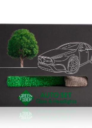 Набір для догляду за склом і фарамі авто glassauto set серії green fiber auto. рукавиця+серветка
