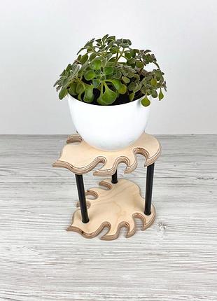 Підставка під кімнатні рослини підставка під вазони тримач вазона натуральна з чорними опорами