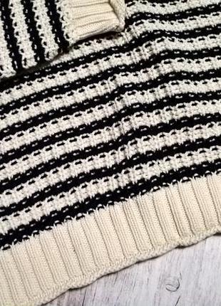 Объемная полосатая кофта свитер крупной вязки от gap из хлопка4 фото