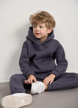 Теплий флісовий дитячий костюм  від fanme худі + джогери  універсальна модель7 фото