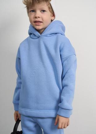 Теплий флісовий дитячий костюм  від fanme худі + джогери  універсальна модель6 фото