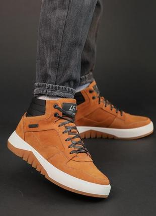 Ботинки кожаные зимние 586956 рыжие