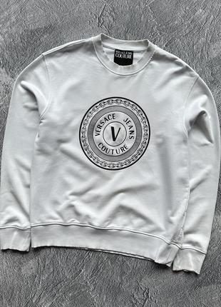 Очень крутая, оригинальная кофта versace jeans couture big logo white