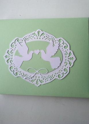 Листівка у коробочці річна весілля в зеленому6 фото