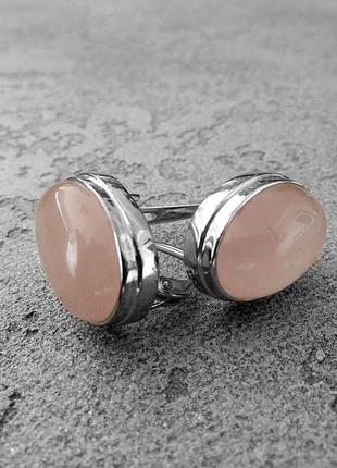 Сережки rose quartz classic2 фото