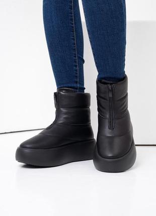 Черные теплые ботинки дутики   ob2-396_черный1 фото