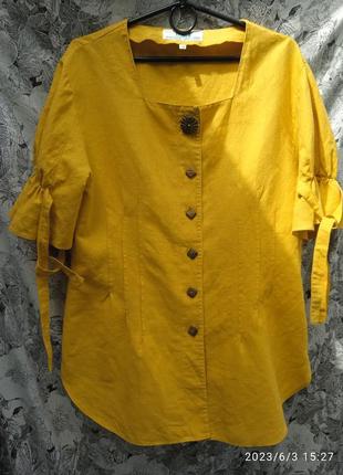 Отличная, удлиненная блуза лен/коттон 50/501 фото