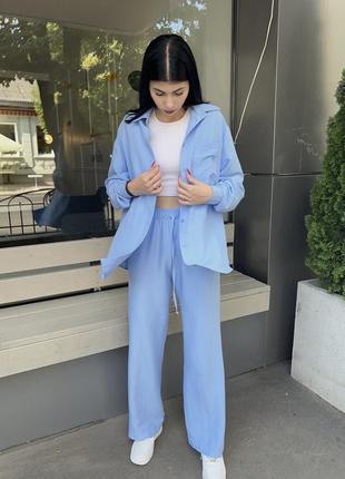 Підлітковий літній костюм для дівчаток у блакітному кольорі 1582 фото