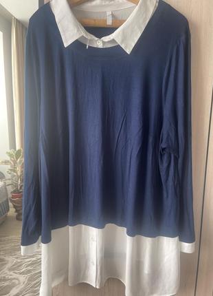 Блузка с имитацией рубашки большого размера1 фото